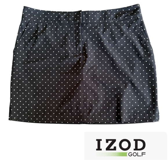 Izod Golf Women’s Black Polka Dot Active Sport Skort Size 14 Casual Athletic - Picture 1 of 14